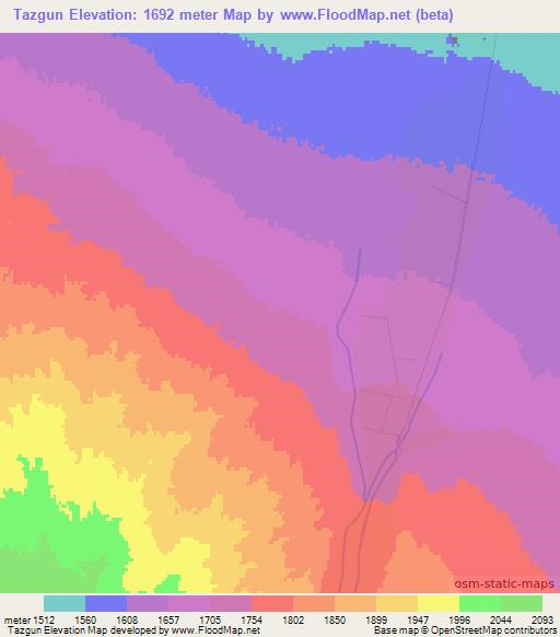Tazgun,China Elevation Map