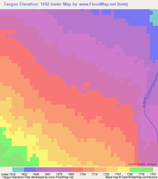 Tazgun,China Elevation Map