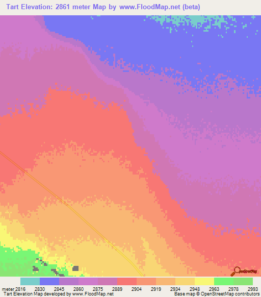 Tart,China Elevation Map