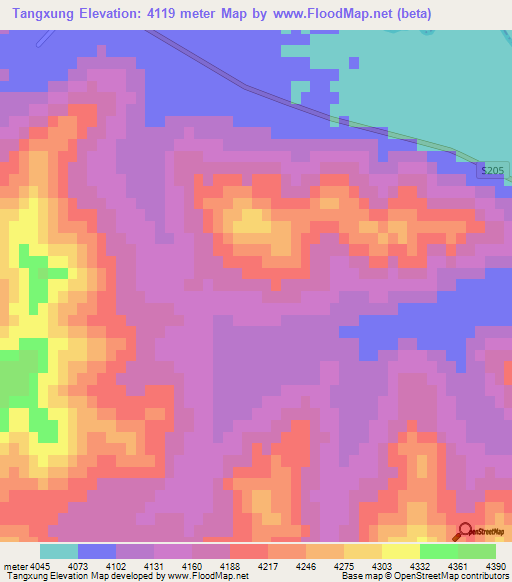 Tangxung,China Elevation Map