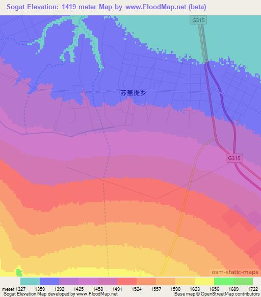 Sogat,China Elevation Map