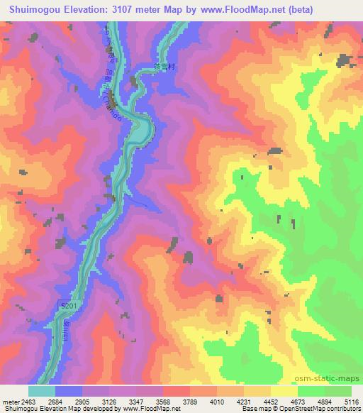 Shuimogou,China Elevation Map
