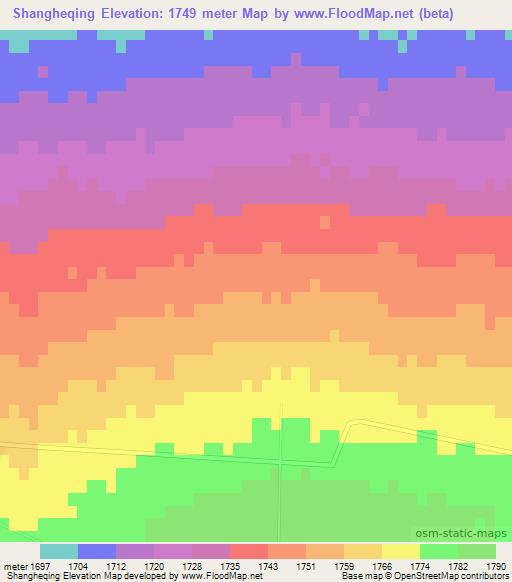Shangheqing,China Elevation Map