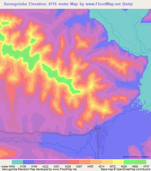 Serxugoinba,China Elevation Map