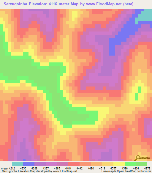 Serxugoinba,China Elevation Map