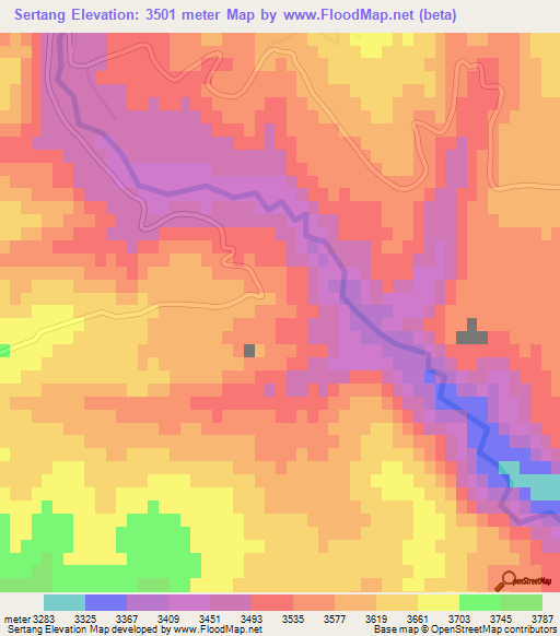Sertang,China Elevation Map