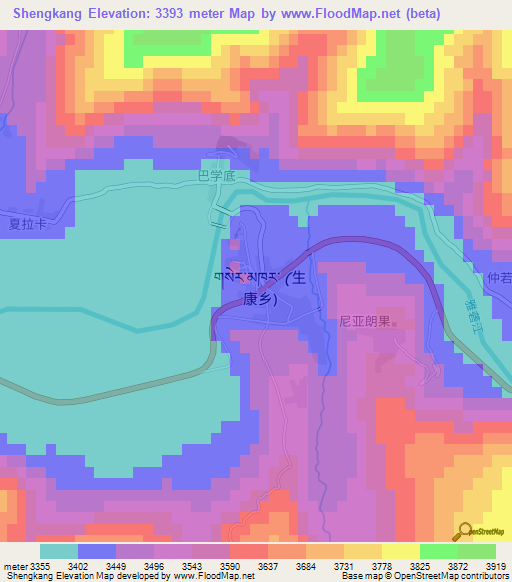 Shengkang,China Elevation Map