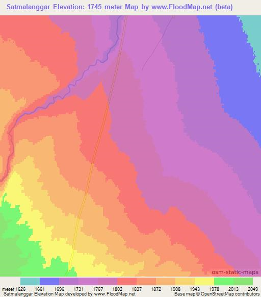 Satmalanggar,China Elevation Map