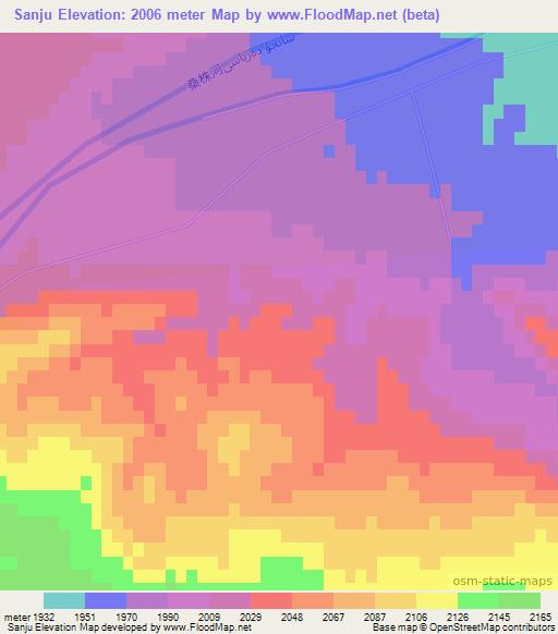 Sanju,China Elevation Map