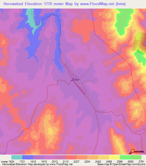 Herowabad,Iran Elevation Map