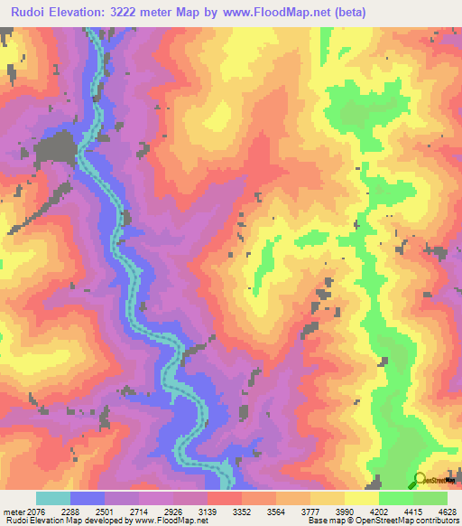 Rudoi,China Elevation Map