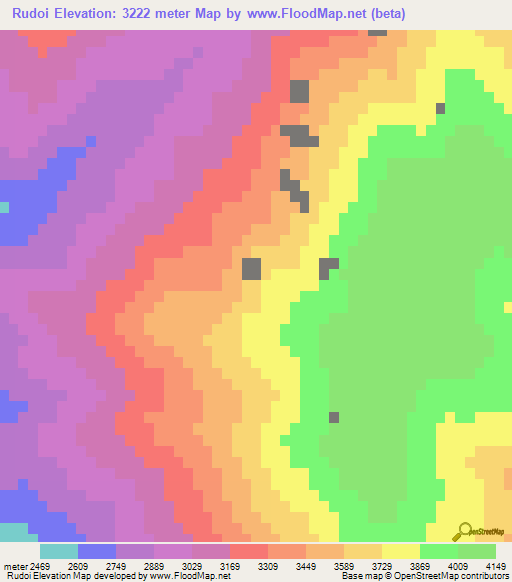 Rudoi,China Elevation Map