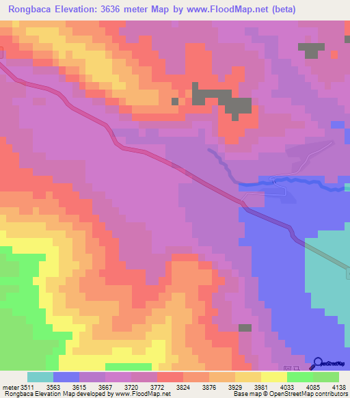 Rongbaca,China Elevation Map
