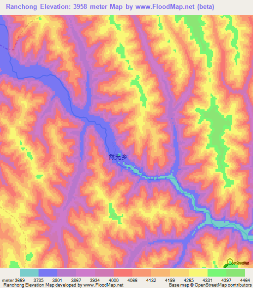 Ranchong,China Elevation Map
