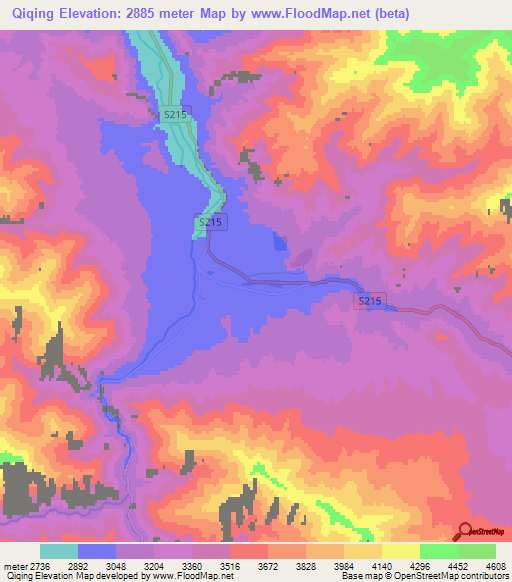 Qiqing,China Elevation Map