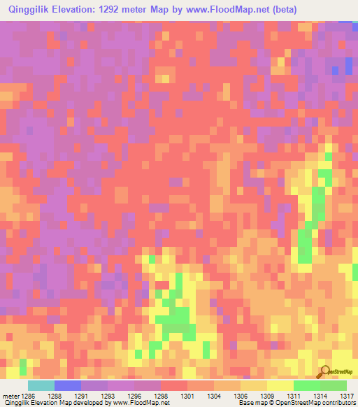 Qinggilik,China Elevation Map