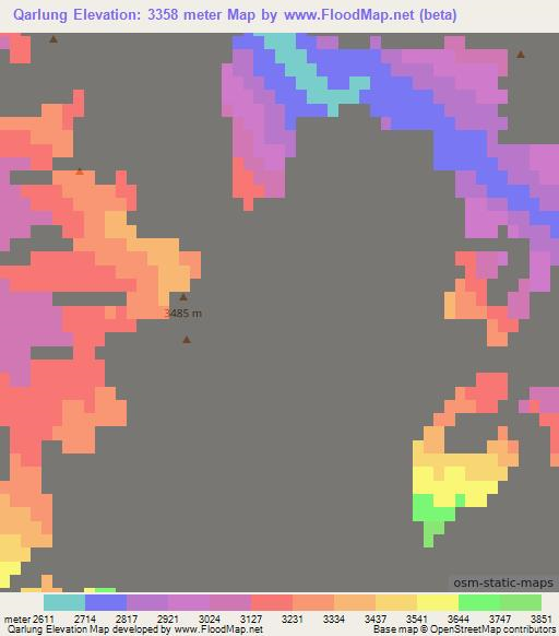 Qarlung,China Elevation Map