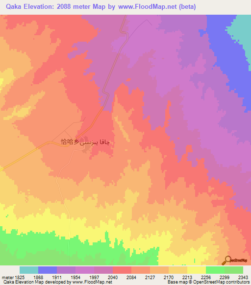 Qaka,China Elevation Map