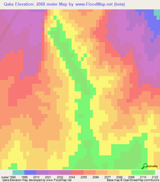Qaka,China Elevation Map