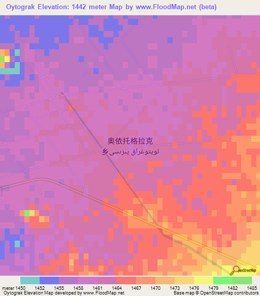 Oytograk,China Elevation Map