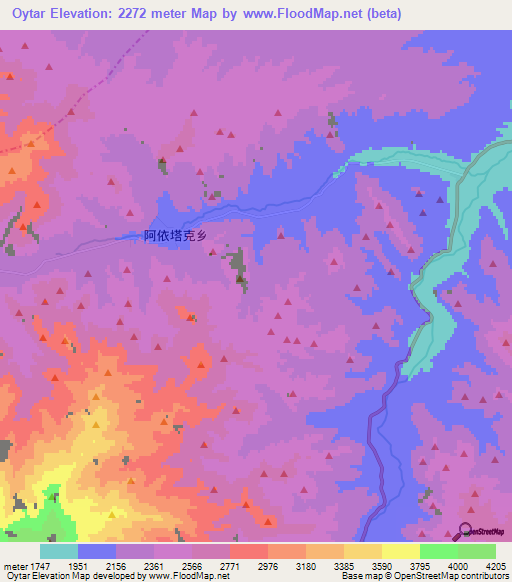 Oytar,China Elevation Map