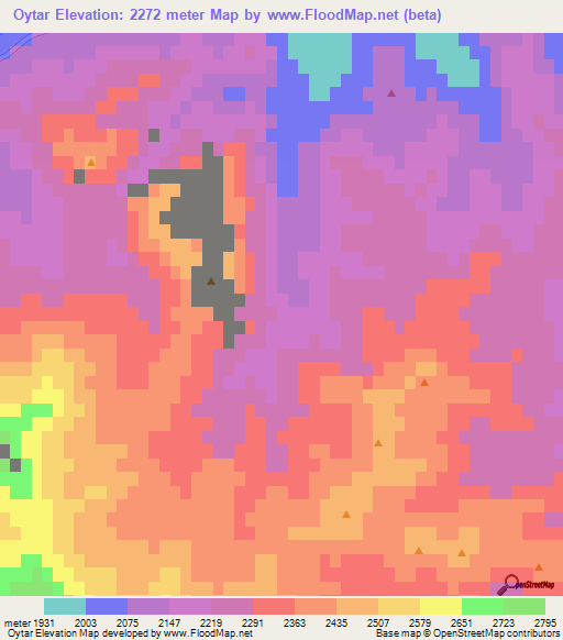 Oytar,China Elevation Map