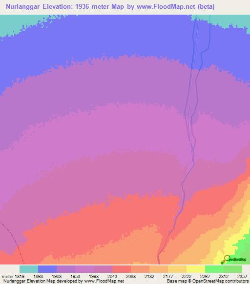 Nurlanggar,China Elevation Map