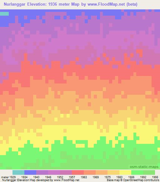 Nurlanggar,China Elevation Map