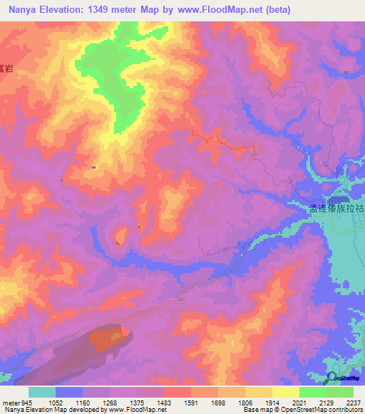 Nanya,China Elevation Map
