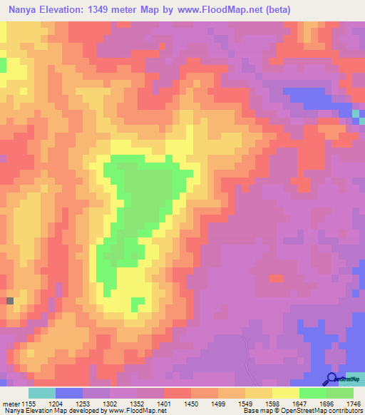 Nanya,China Elevation Map