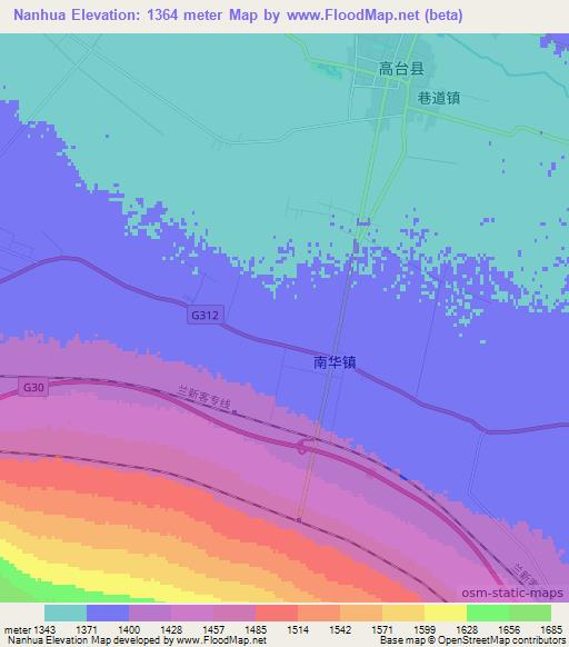 Nanhua,China Elevation Map