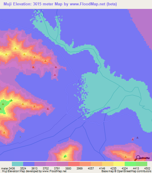 Muji,China Elevation Map