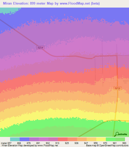 Miran,China Elevation Map