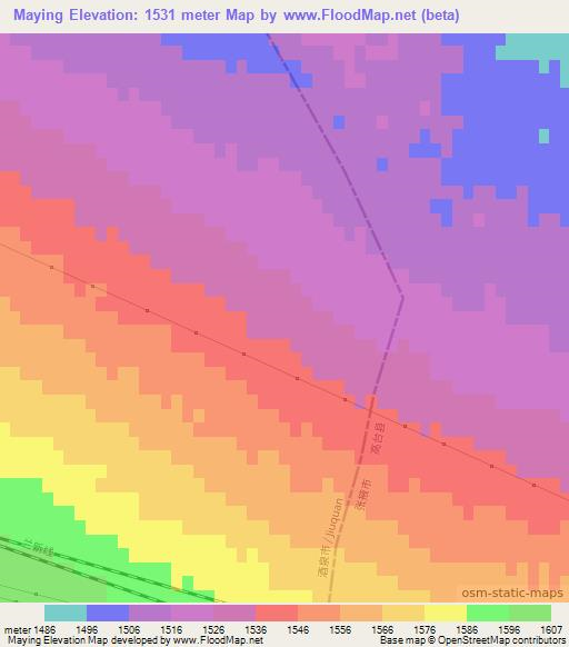 Maying,China Elevation Map