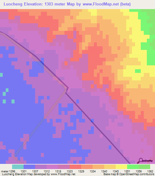 Luocheng,China Elevation Map
