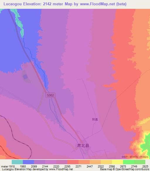 Lucaogou,China Elevation Map