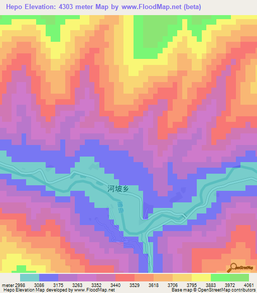 Hepo,China Elevation Map