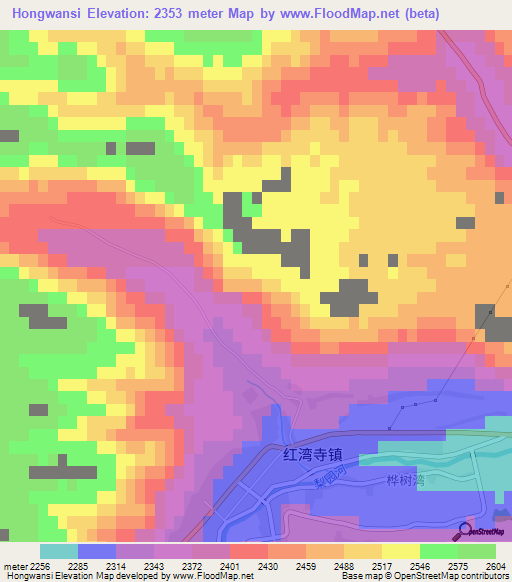 Hongwansi,China Elevation Map