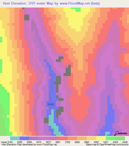 Hexi,China Elevation Map