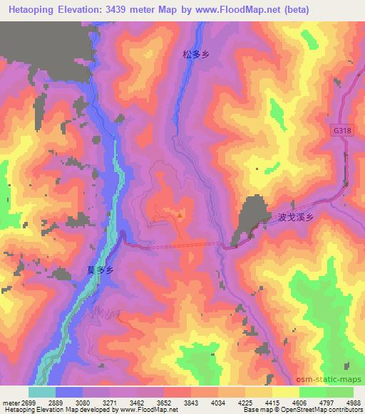 Hetaoping,China Elevation Map