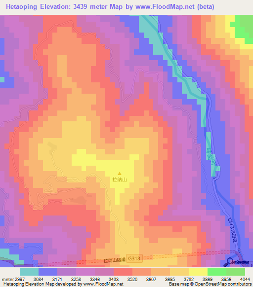 Hetaoping,China Elevation Map