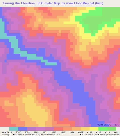Gurung Xia,China Elevation Map