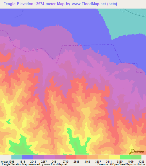 Fengle,China Elevation Map