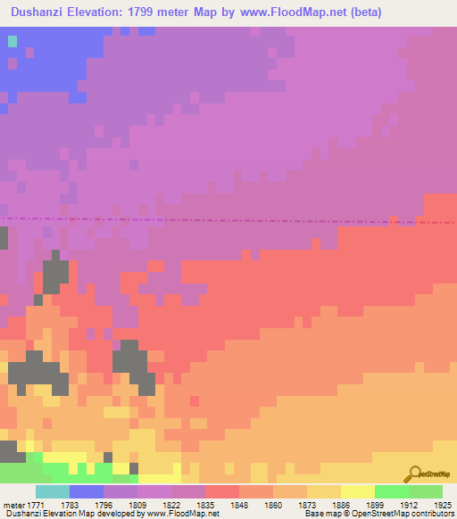 Dushanzi,China Elevation Map