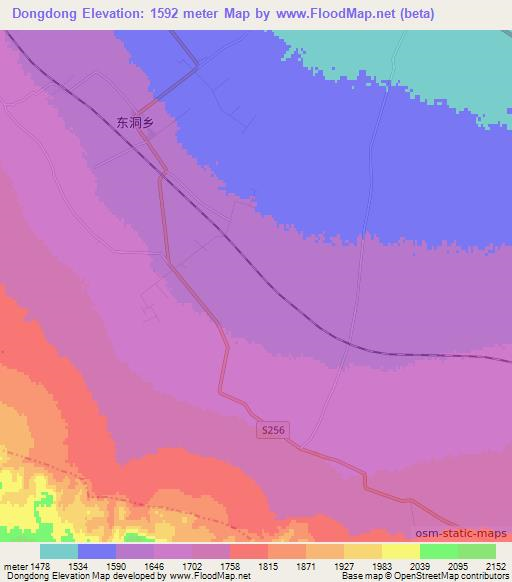 Dongdong,China Elevation Map