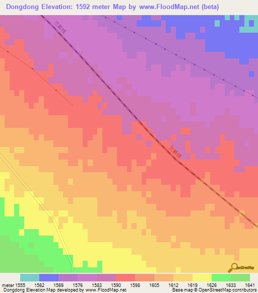 Dongdong,China Elevation Map
