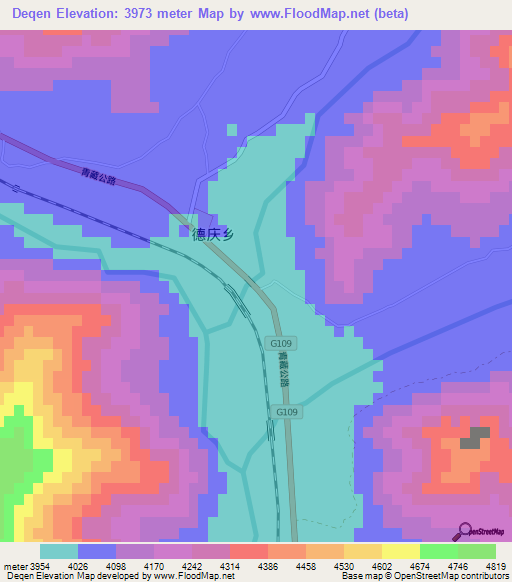 Deqen,China Elevation Map