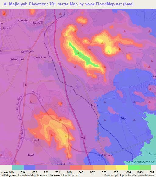 Al Majidiyah,Syria Elevation Map
