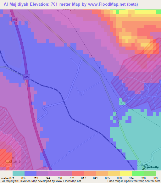 Al Majidiyah,Syria Elevation Map