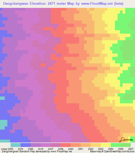Dangchengwan,China Elevation Map